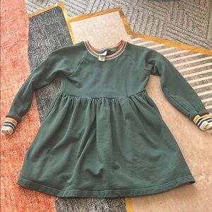 Hanna Andersson Green Dress with Rainbow Accents